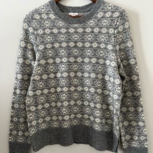 Gap Gray & White Fair Isle Wool Blend Sweater Size L